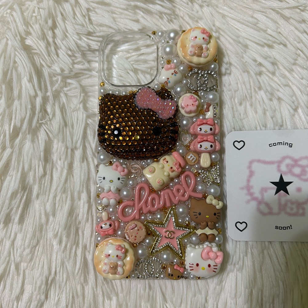 Handmade iPhone 15 Junk Case Bling Hello Kitty Kawaii Luxury Pastel Girly Y2K